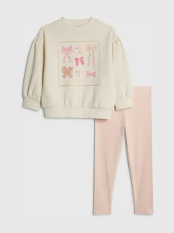 River Island Cream Bow Sweatshirt & Leggings Set