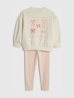 River Island Cream Bow Sweatshirt & Leggings Set