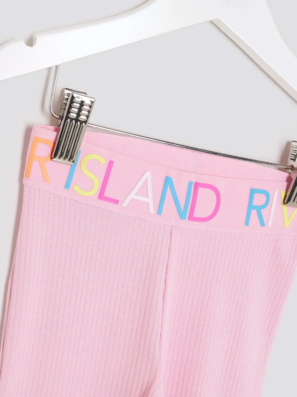 River Island Cream Bow Sweatshirt & Rainbow Waistband Kickflare Leggings Set