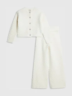 River Island Cream Cable Cardigan & Trousers Set