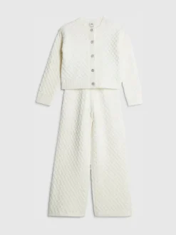 River Island Cream Cable Cardigan & Trousers Set