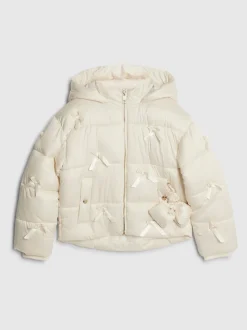 River Island Cream 3D Bow Padded Jacket