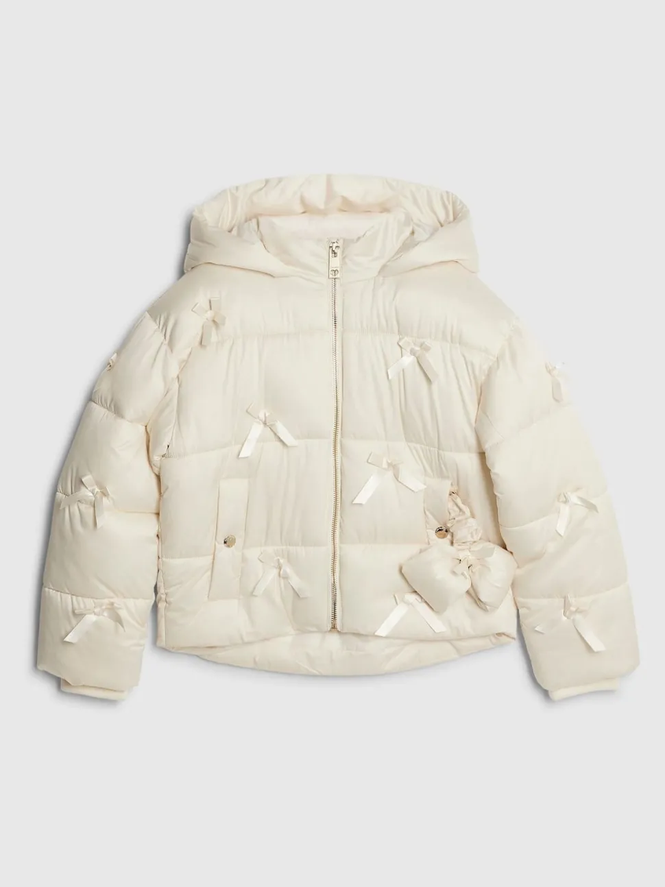 River Island Cream 3D Bow Padded Jacket