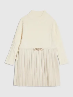 River Island Cream Faux Leather Pleated Dress