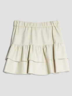 River Island Cream Faux Leather Rara Skirt with Heart Belt