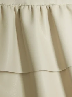 River Island Cream Faux Leather Rara Skirt with Heart Belt