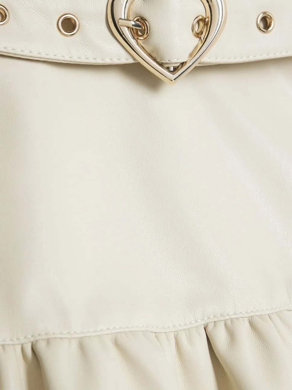 River Island Cream Faux Leather Rara Skirt with Heart Belt