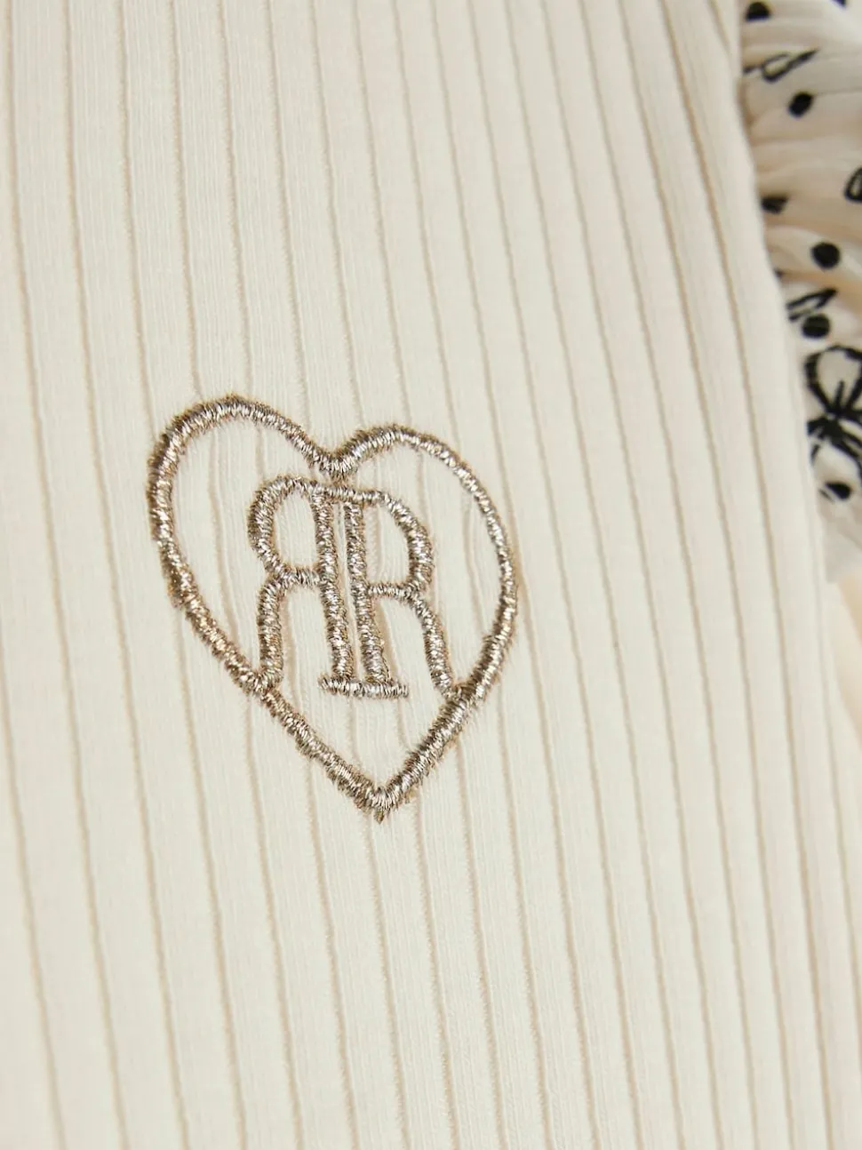 River Island Cream Frill Top & Rib Waist Band Leggings Set
