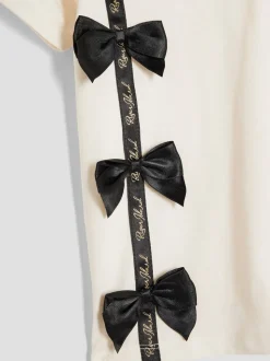 River Island Cream Girls Branded Bow T-Shirt Set