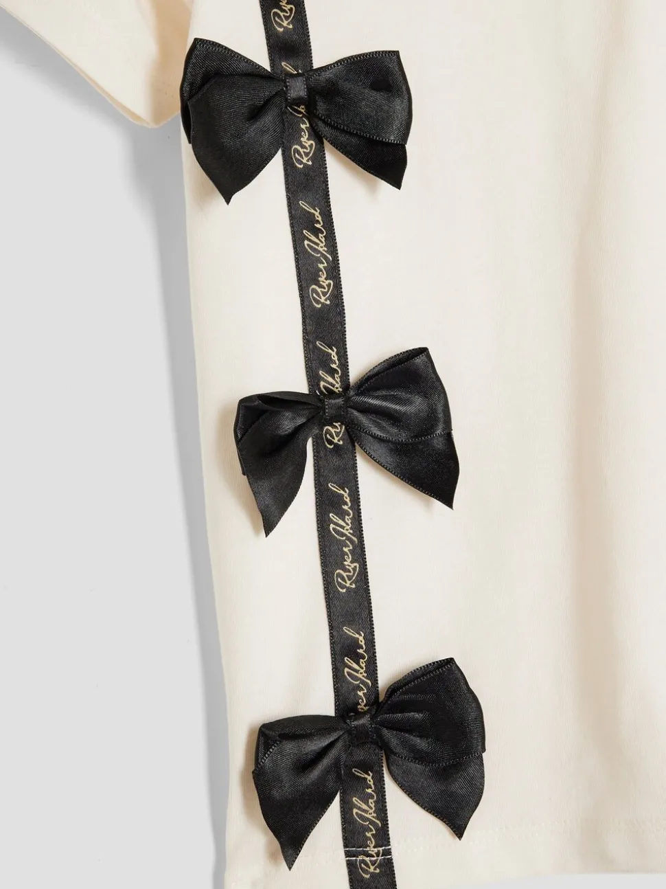 River Island Cream Girls Branded Bow T-Shirt Set