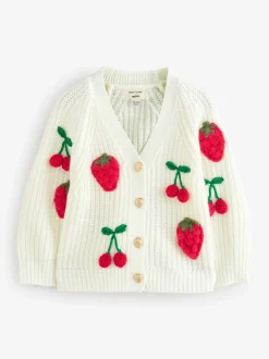 River Island Cream Girls 3D Fruit Cardigan