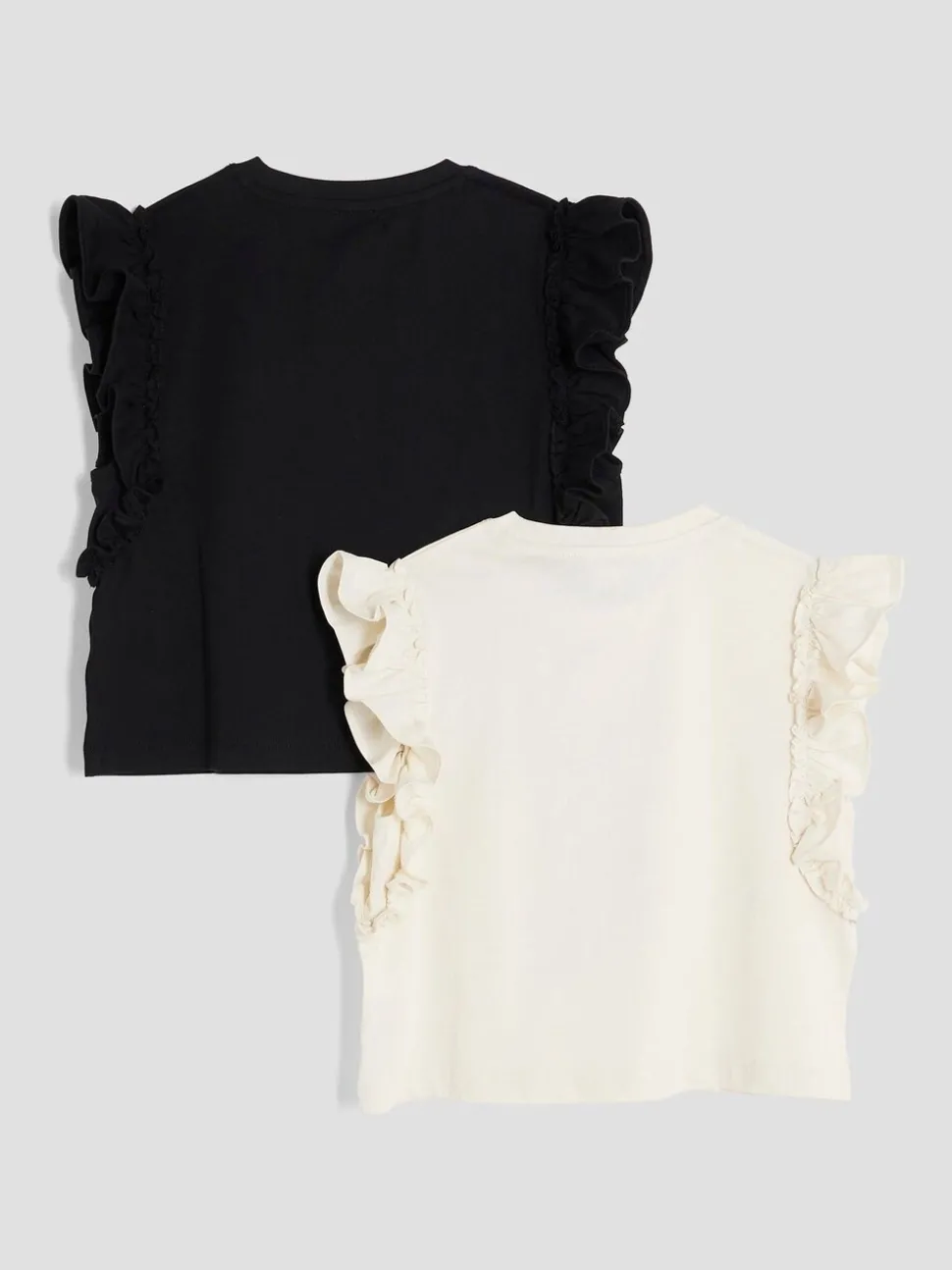 River Island Cream Girls Frill T-Shirts 2 Pack