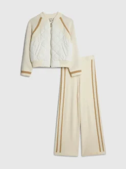 River Island Cream Hybrid Bomber Jacket & Trousers Set
