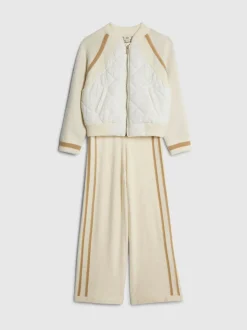 River Island Cream Hybrid Bomber Jacket & Trousers Set