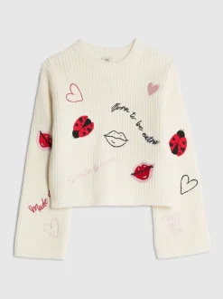 River Island Cream Ladybird Lips Jumper