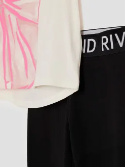 River Island Cream Lamour Bow Bag T-Shirt & Leggings Set