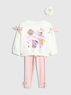 River Island Cream Little Cutie Sweat Shirt & Leggings 3 Piece Set