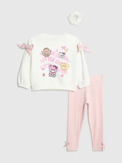 River Island Cream Little Cutie Sweat Shirt & Leggings 3 Piece Set
