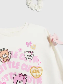 River Island Cream Little Cutie Sweat Shirt & Leggings 3 Piece Set