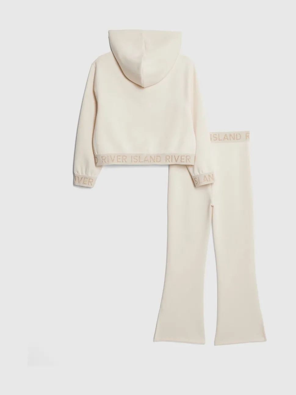 River Island Cream Premium Essentials Zip Through & Kickflare Set
