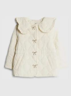 River Island Cream Quilted Padded Collared Jacket