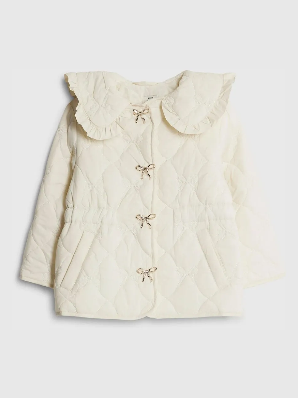 River Island Cream Quilted Padded Collared Jacket