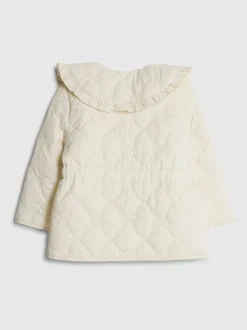 River Island Cream Quilted Padded Collared Jacket
