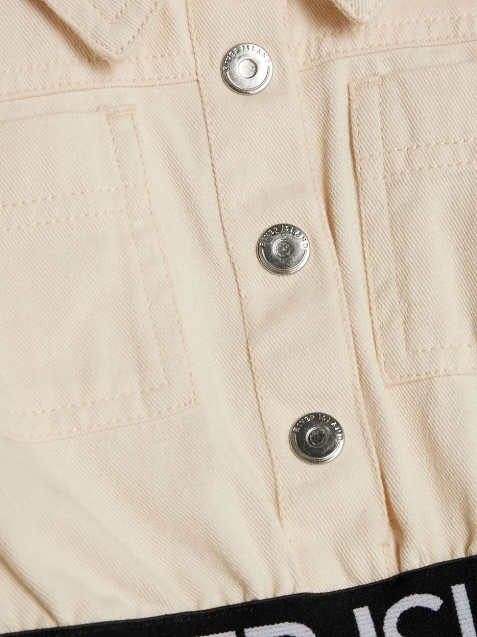 River Island Cream Waist Band Denim Dress