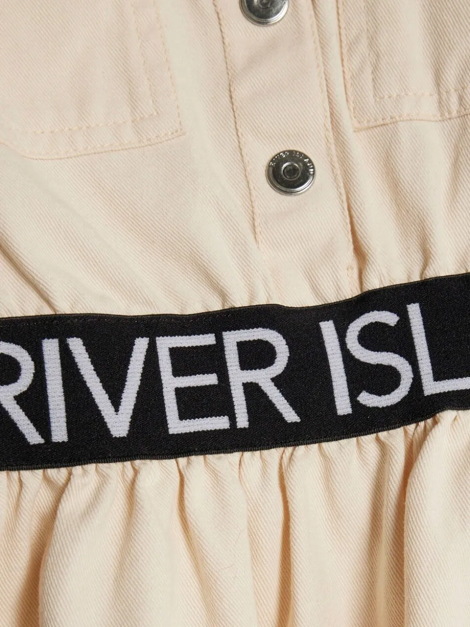River Island Cream Waist Band Denim Dress