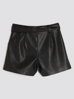 River Island Girls Faux Leather Black Belted Shorts