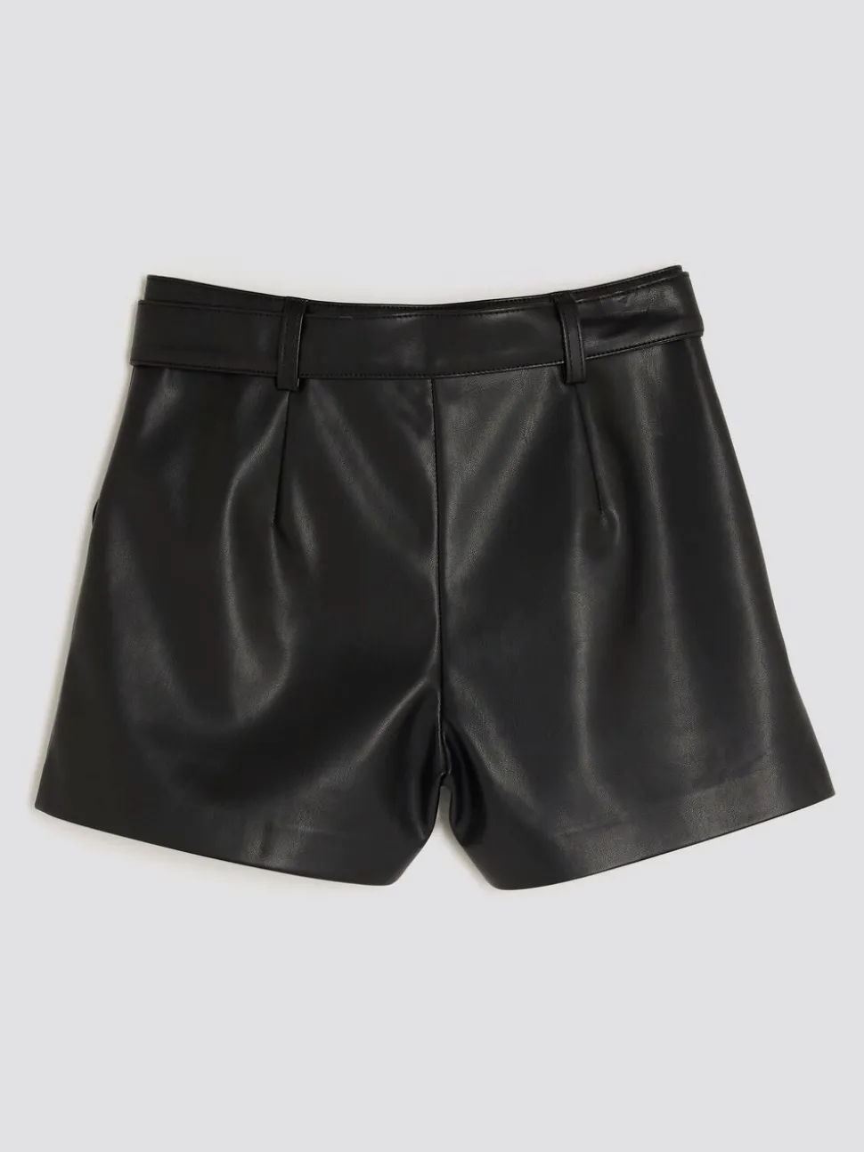 River Island Girls Faux Leather Black Belted Shorts