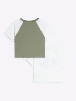 River Island Green Crop 100% Cotton T-Shirts 2 Pack