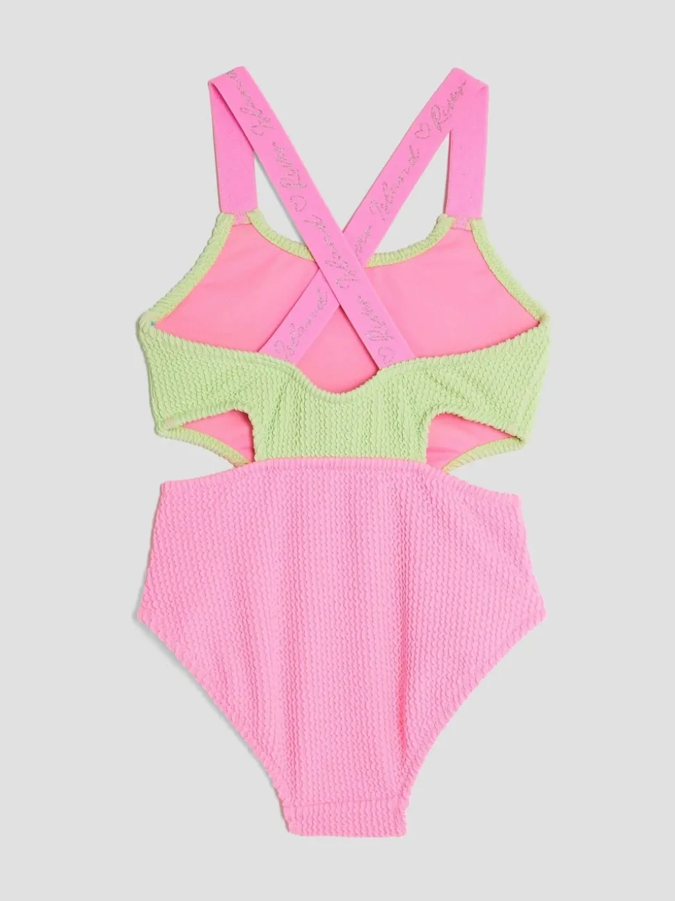 River Island Green Girls Elastic Colour Block Swimsuit