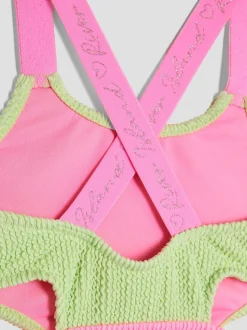 River Island Green Girls Elastic Colour Block Swimsuit