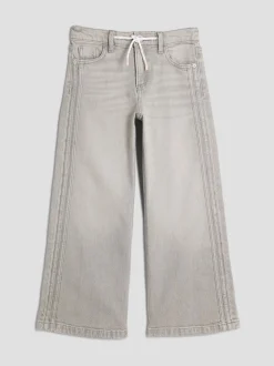 River Island Grey Girls Pull On Wide Jeans