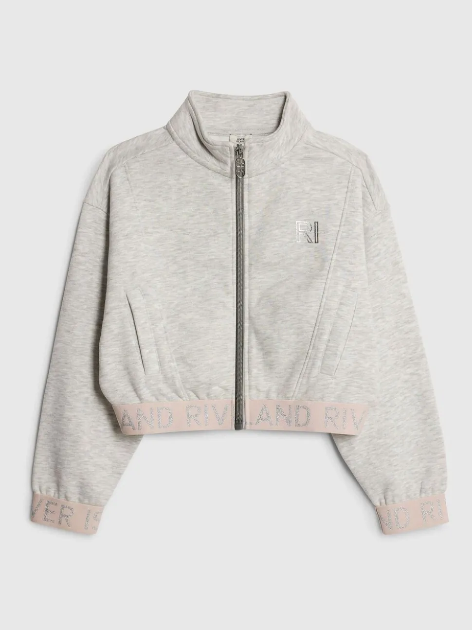 River Island Grey Girls Waistband Bomber Jacket