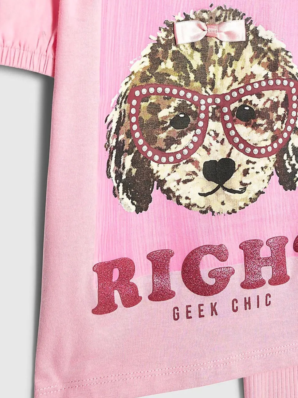 River Island Pink Always Right Dog T-Shirt & Rainbow Waistband Kickflare Leggings Set