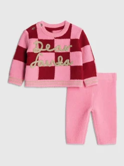 River Island Pink Baby Girls Dear Santa Jumpers & Leggings Set