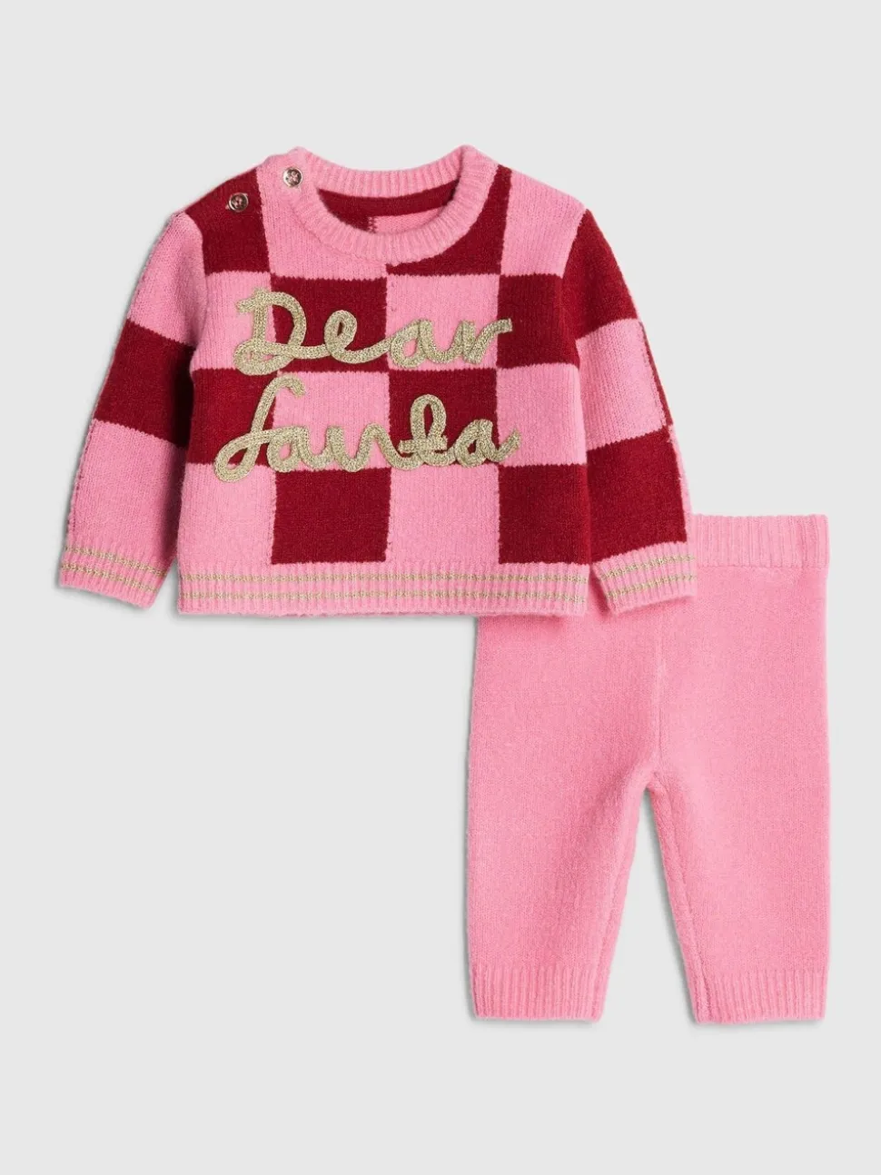 River Island Pink Baby Girls Dear Santa Jumpers & Leggings Set