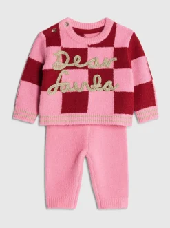 River Island Pink Baby Girls Dear Santa Jumpers & Leggings Set