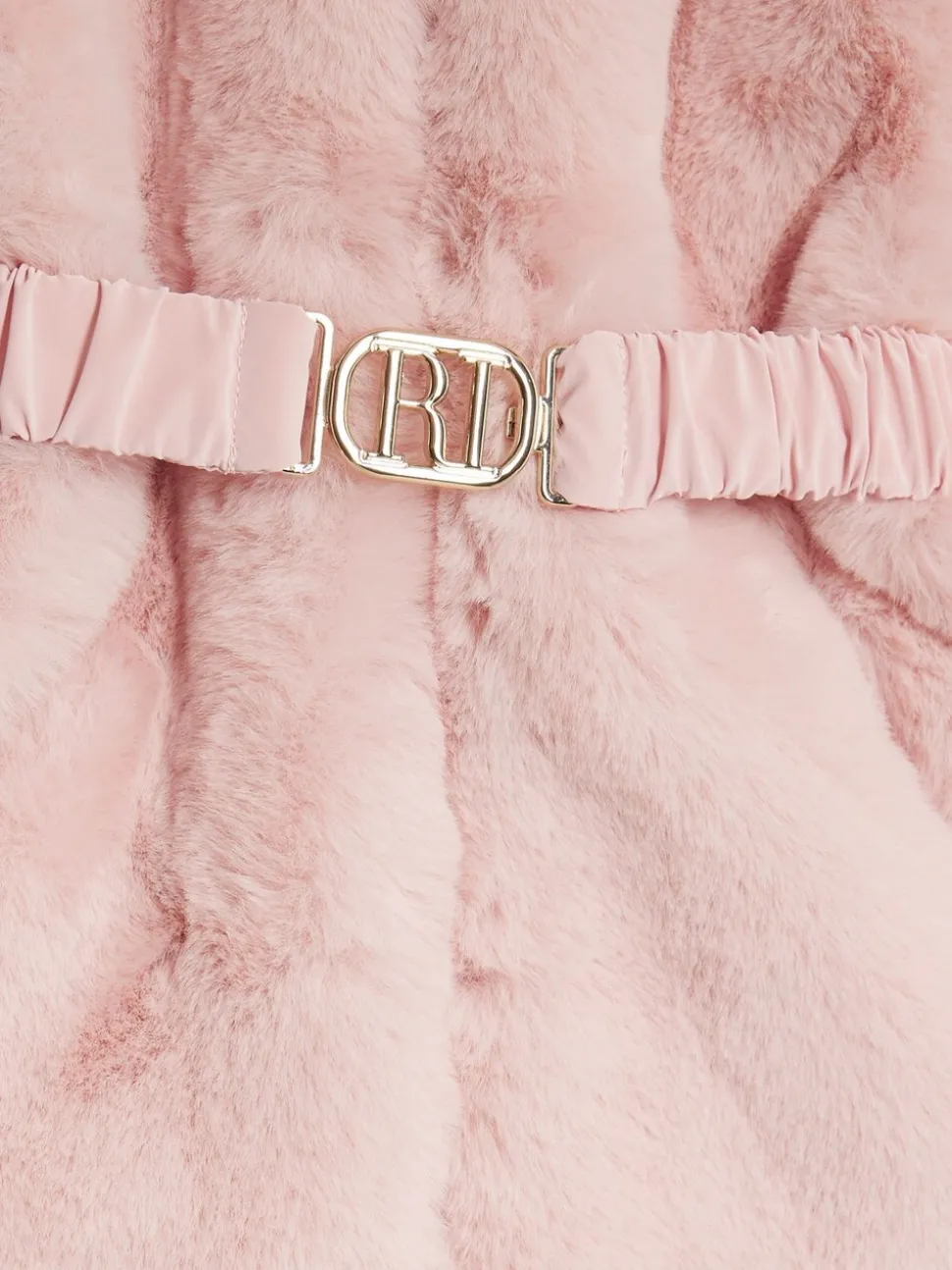 River Island Pink Belted Fur Padded Coat
