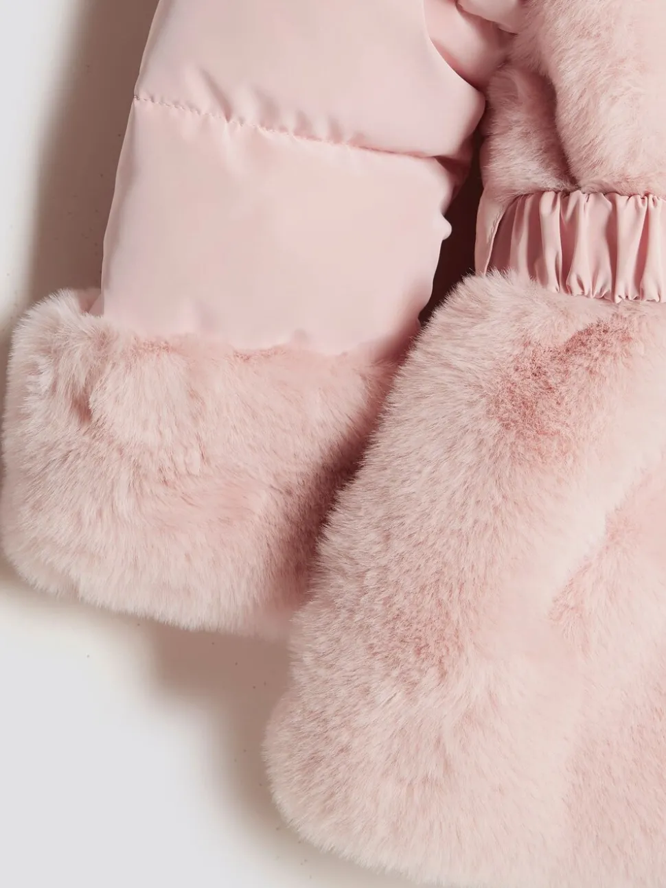 River Island Pink Belted Fur Padded Coat