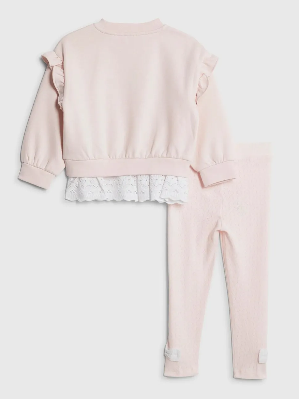 River Island Pink Broderie Frill Sweatshirt & Leggings Set