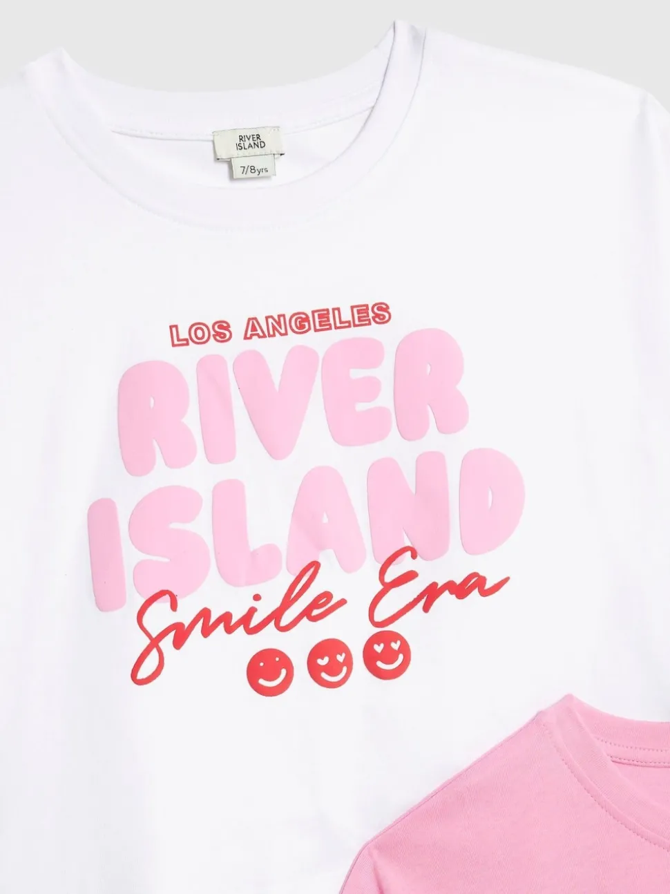 River Island Pink Bubble Font 2 Pack Cropped T-Shirts