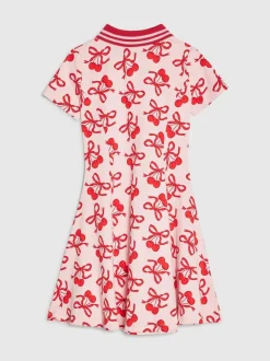 River Island Pink Cherry & Bow Print Polo Dress