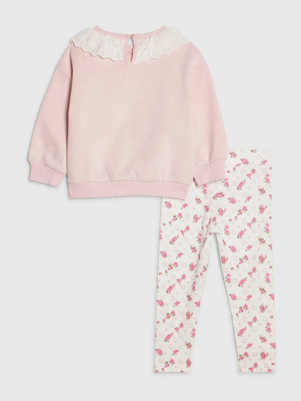 River Island Pink Collared Sweatshirt & Printed Legging Set