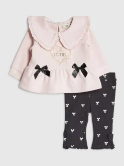 River Island Pink Cute Bow Sweat & Leggings Set