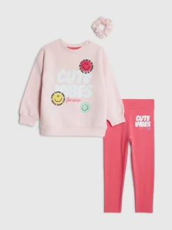 River Island Pink Cute Vibes Sweatshirt & Legging Set