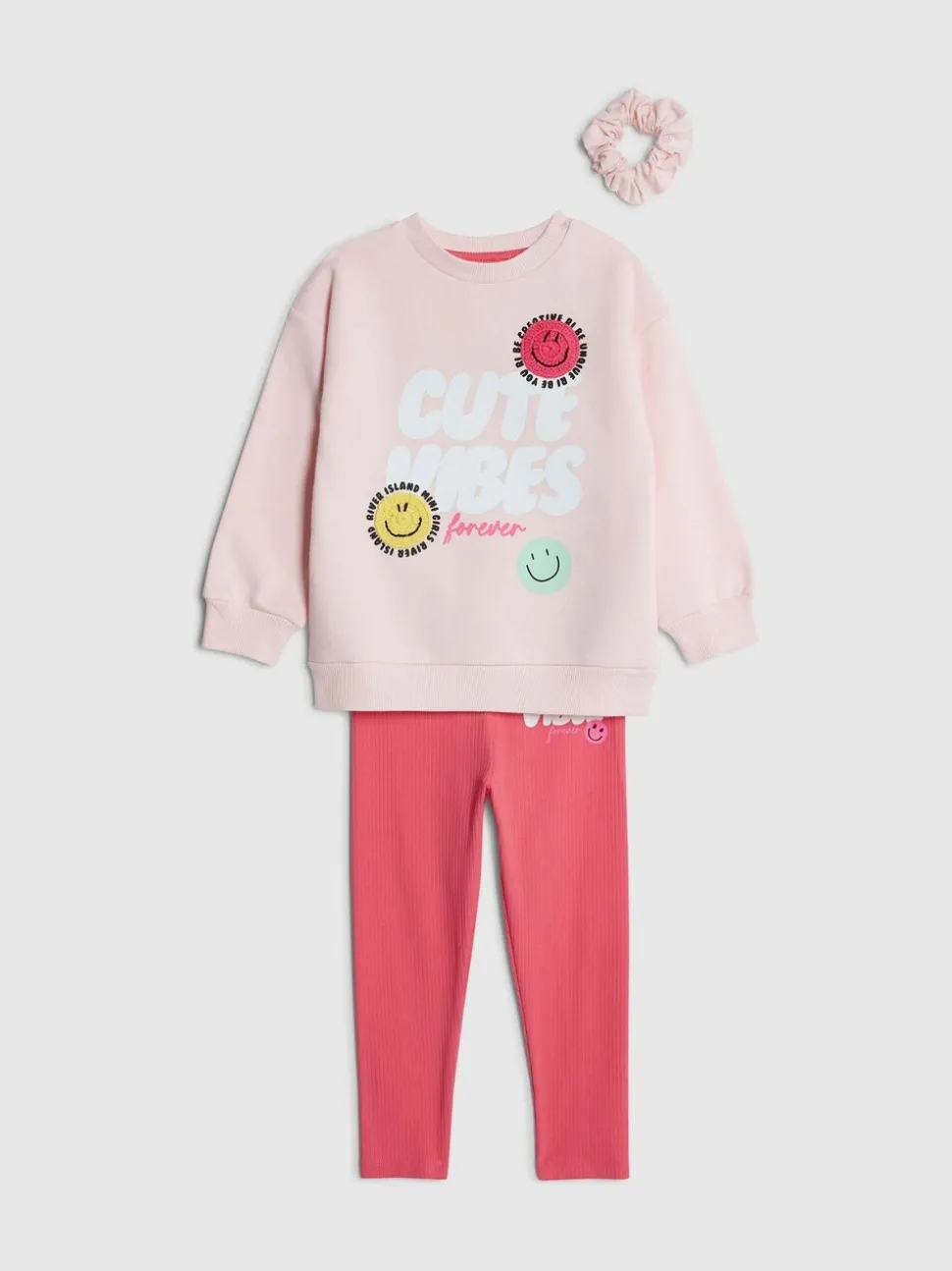 River Island Pink Cute Vibes Sweatshirt & Legging Set