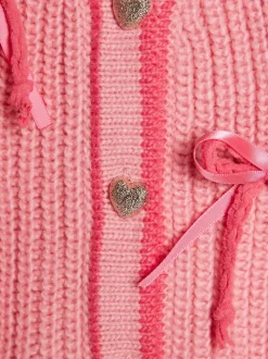 River Island Pink 3D Heart & Bow Cardigan